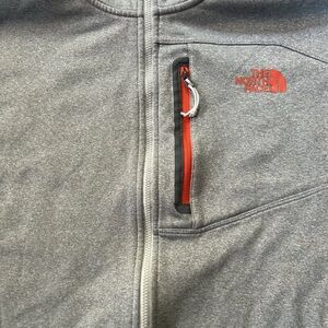 Men's The North Face Medium Lite Full Zip Jacket Heather Grey & Orange Accents